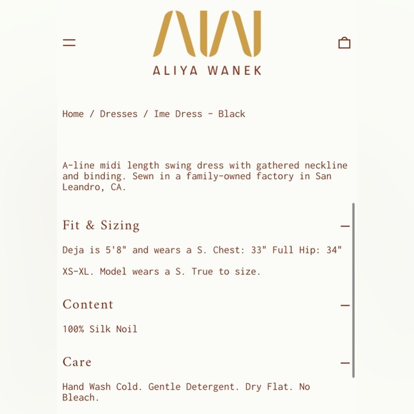 Brand New Aliya Wanek Ime Dress in black, size XS - Picture 5 of 5